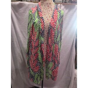 NWT Lilly Pulitzer Connell Sweater Polka Dot Open Call Cardigan Cotton Leaves L